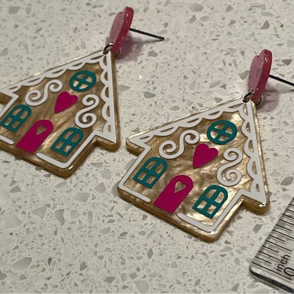 Christmas Ginger bread House Printed Earrings For Christmas - Picture 7 of 9